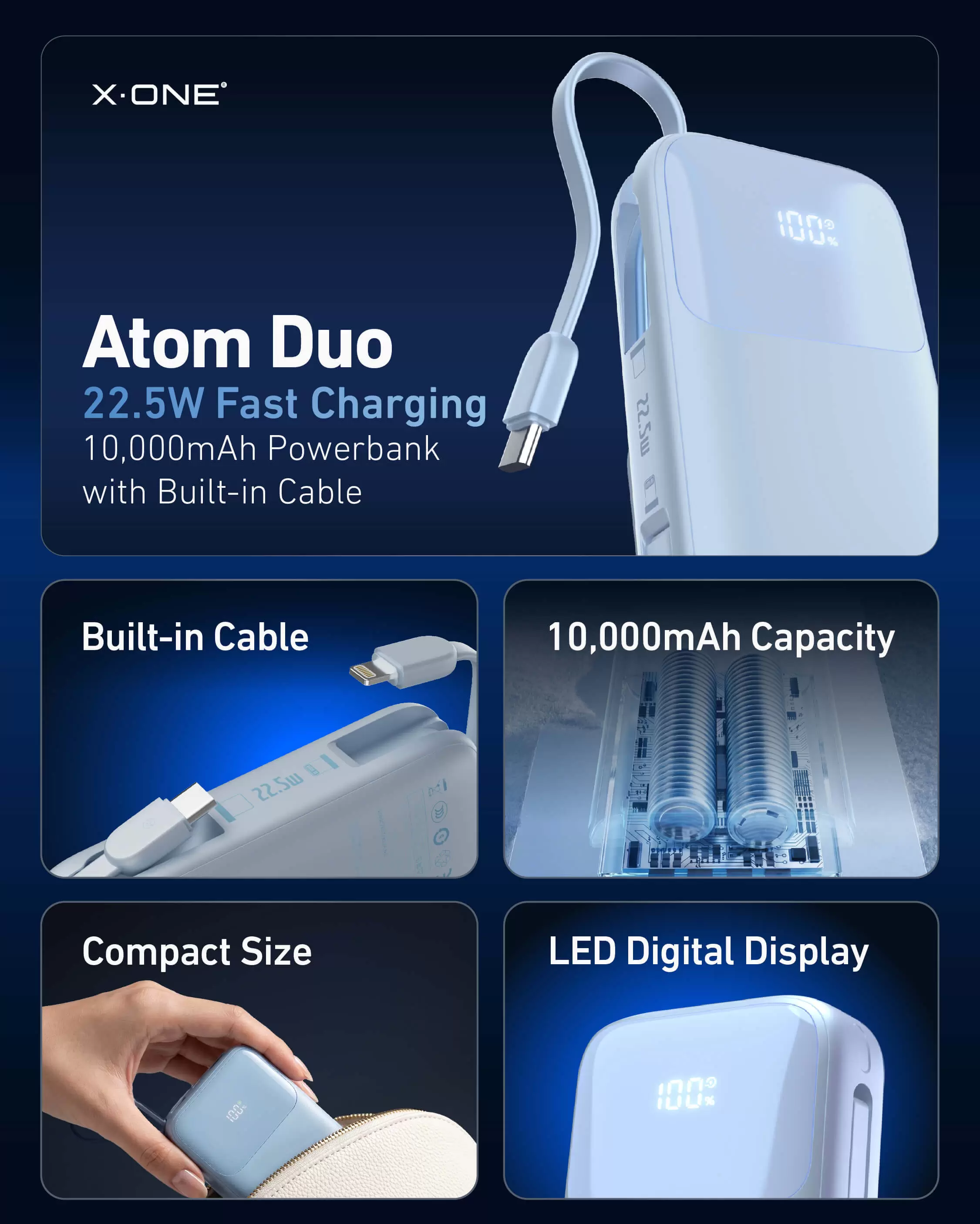 Atom Duo 22.5W 10000mAh พาวเวอร์แบงค์