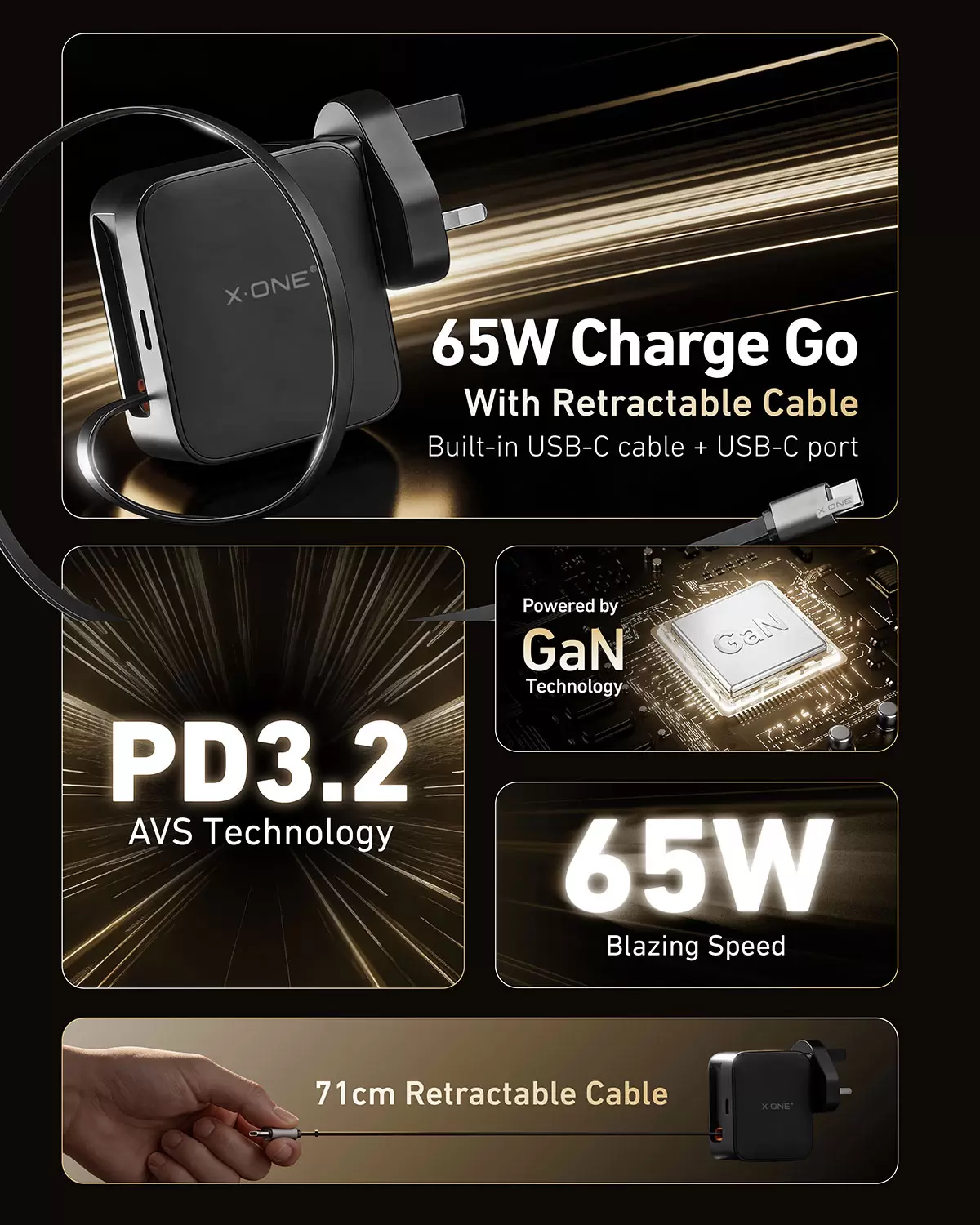 การชาร์จ 65W สามารถพับเก็บได้